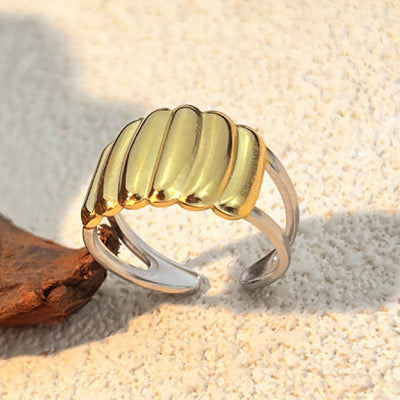 Bold Textured Adjustable Stainless Steel Ring – Gold & Silver Finish