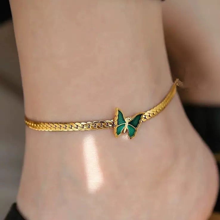 Green Butterfly Chain Anklet