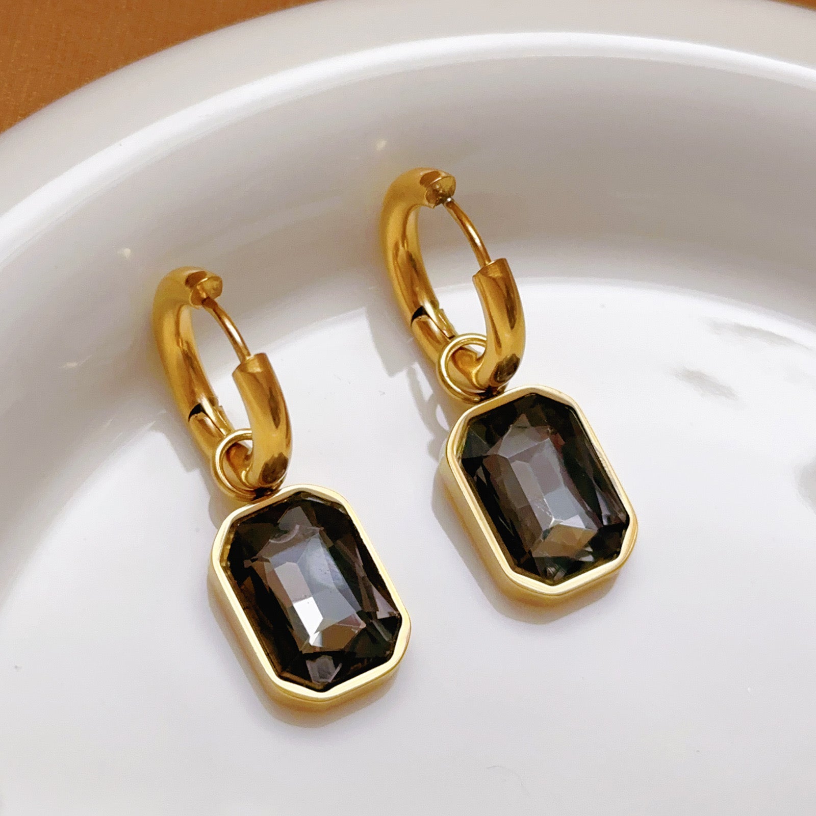 Waterproof Grey Stoned Beautiful Earrings