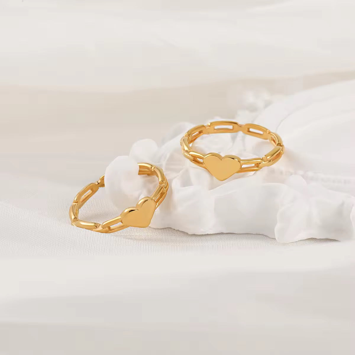 Linked Chain Heart Gold Plated Ring