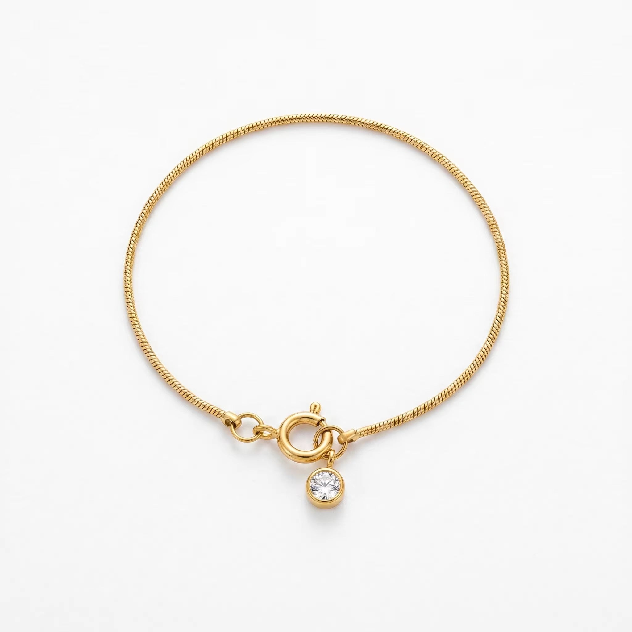 Minimalist Herringbone Bezel Crystal Bracelet