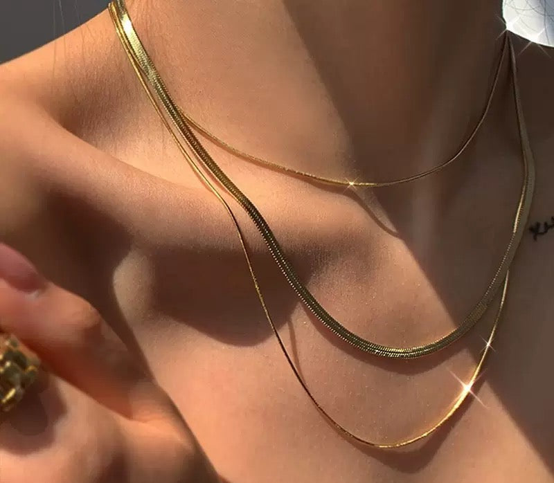 Gold-Tone Layered Snake Chain Necklace