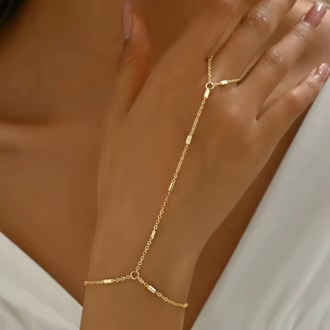Dainty Bar Link Hand Chain Bracelet