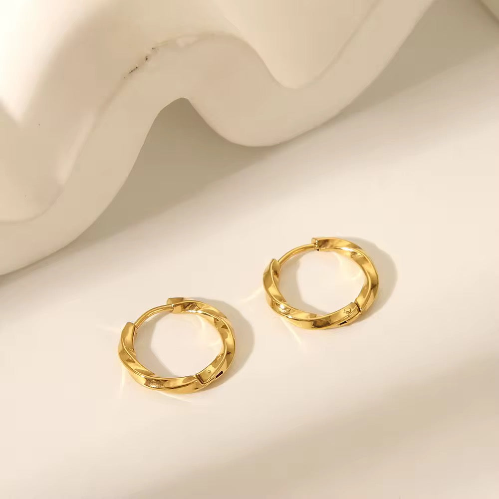 Small Twisted Circles Gold Plated Earrings