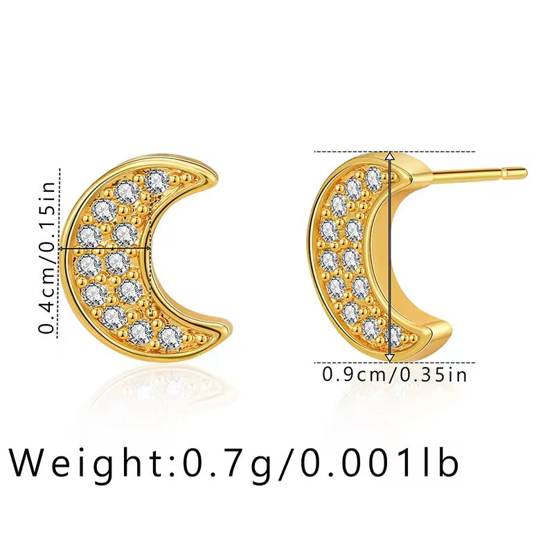 Sparkling Crystal Moon Studs
