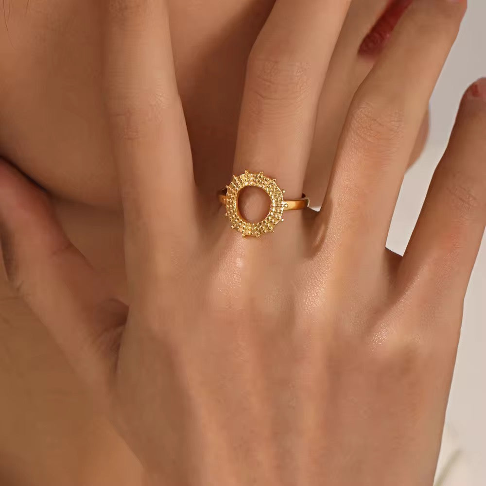 Gold Plated Adjustable Sunburst Ring