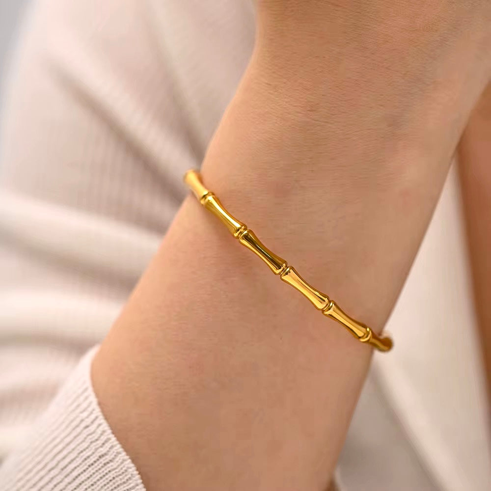 Bone Shaped Gold Plated Cuff Bangle