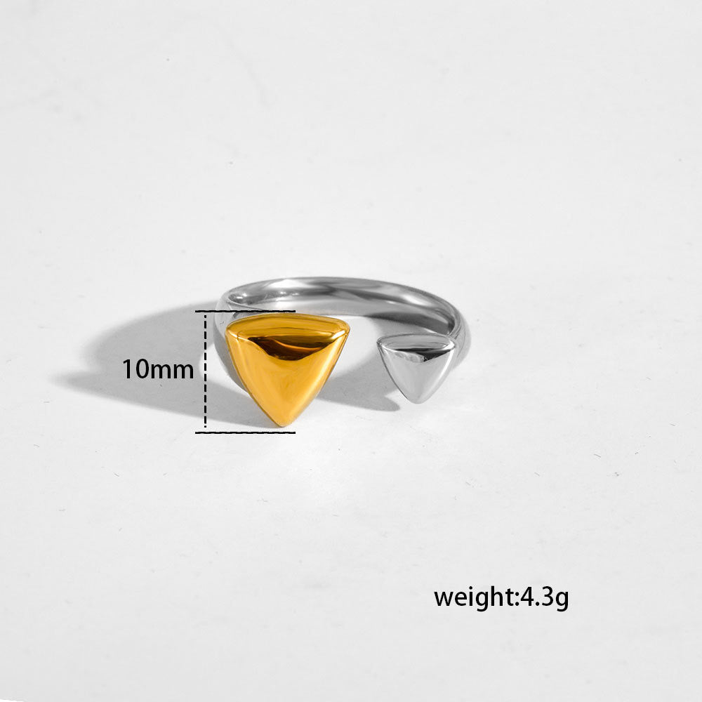 Geometric Triangle Open Ring – Two-Tone Adjustable (10 mm)