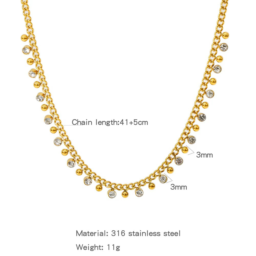 Dainty Solitaire Drop Curb Chain Necklace