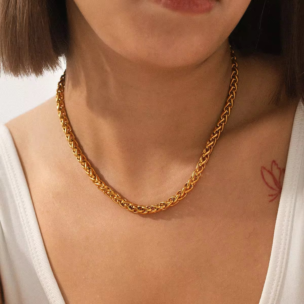 Unique Heavy Chained Gold Plated Necklace