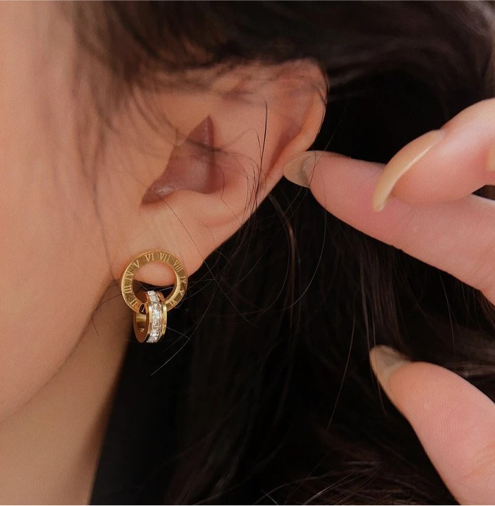 Minimal Tangled Rings Gold Plated Earrings