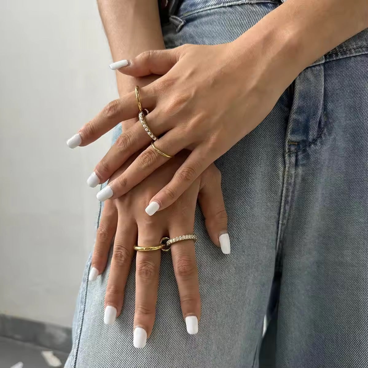 Luxe Crytsal Studded Connected RIngs