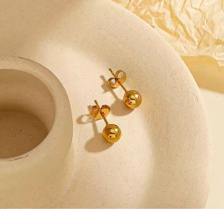 Classic 6mm Gold Plated Ball Stud Earrings