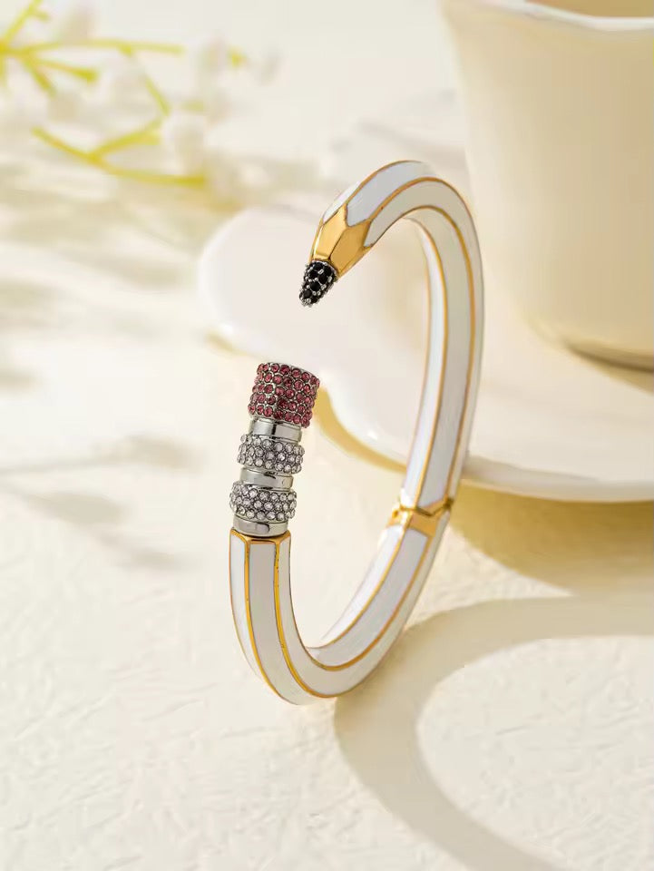 Gold Plated Pencil Open Bangle