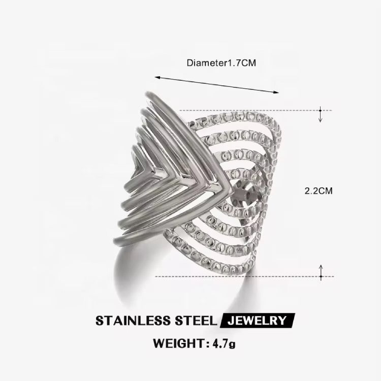 Silver Geometric Wrap Adjustable Ring