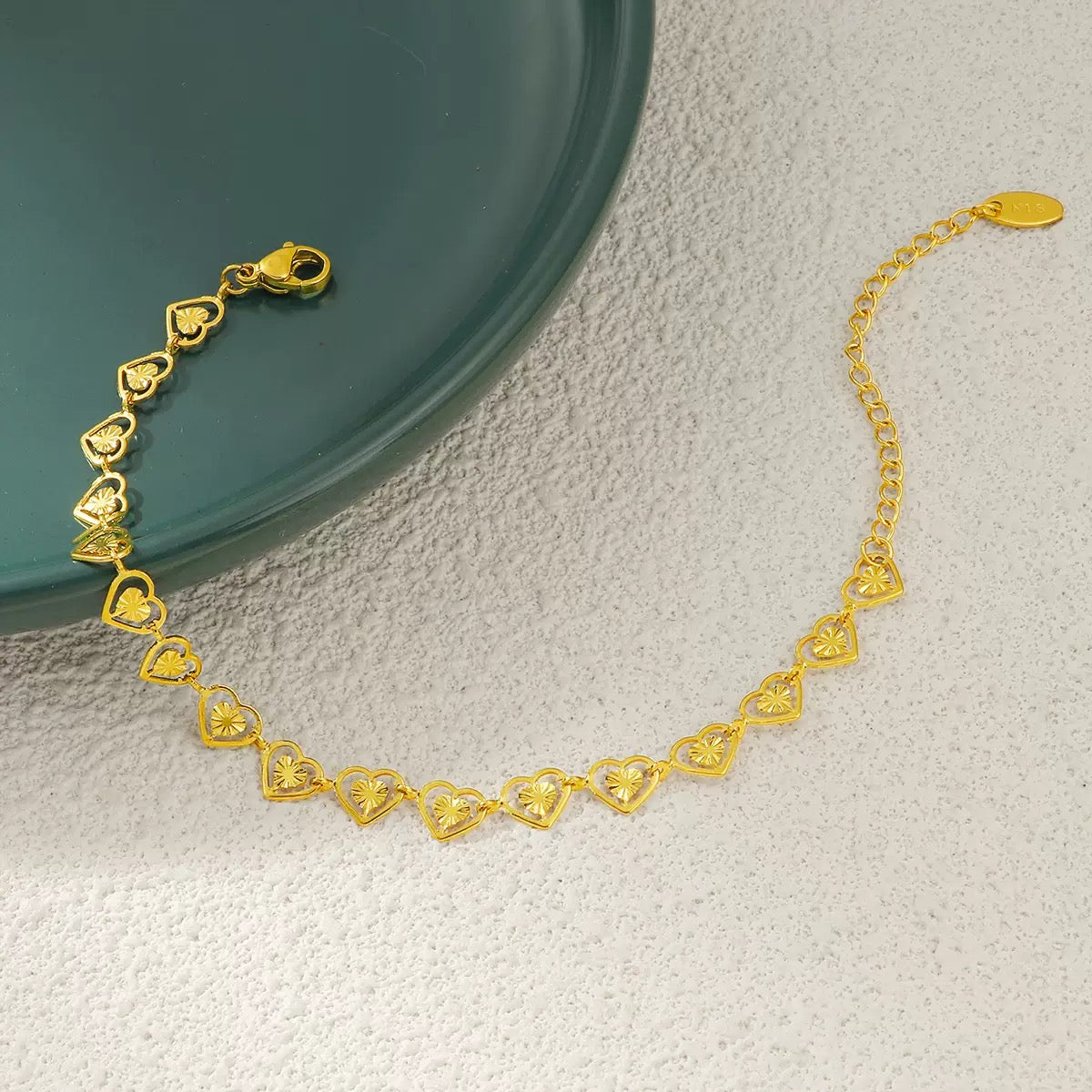 18K Gold Plated Mini Heart Link Anklet