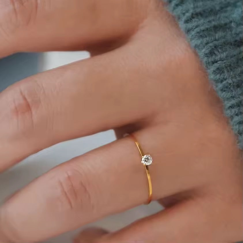 Gold Plated Minimal Single Crystal Ring