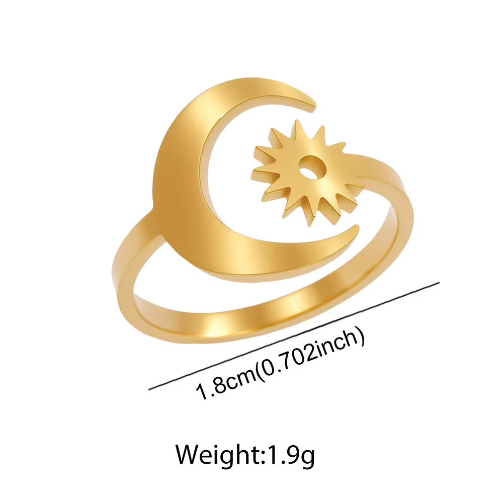 Celestial Sun and Moon Adjustable Ring