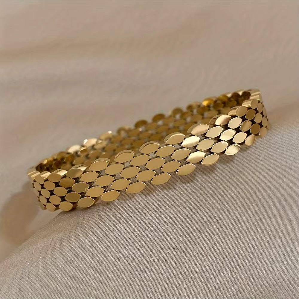 Gold Plated Modern Pattern Adjustable Bangle