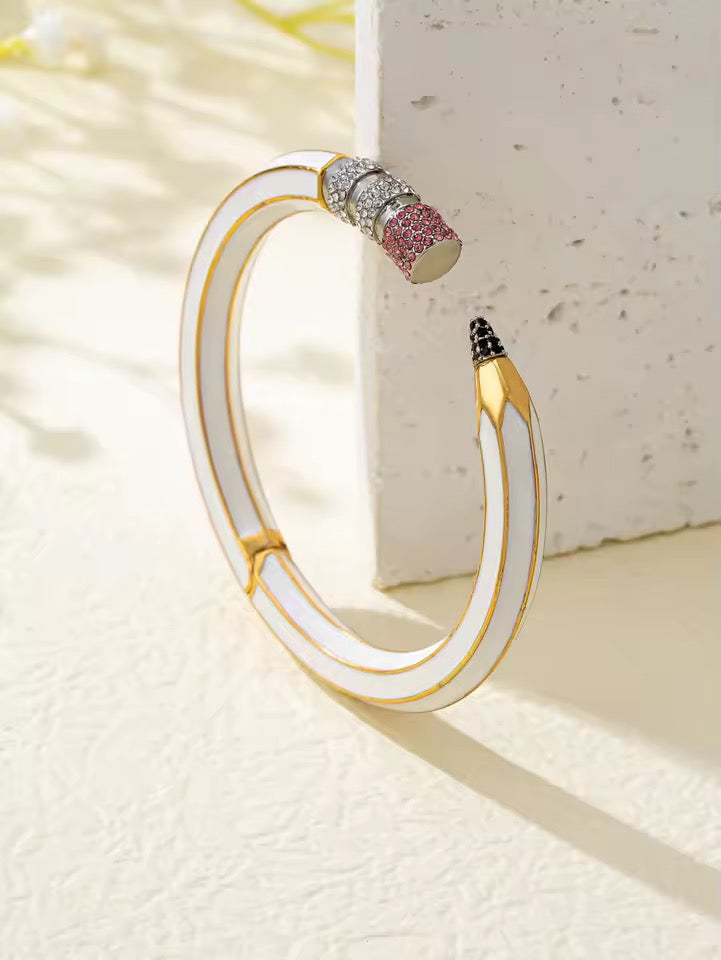 Gold Plated Pencil Open Bangle