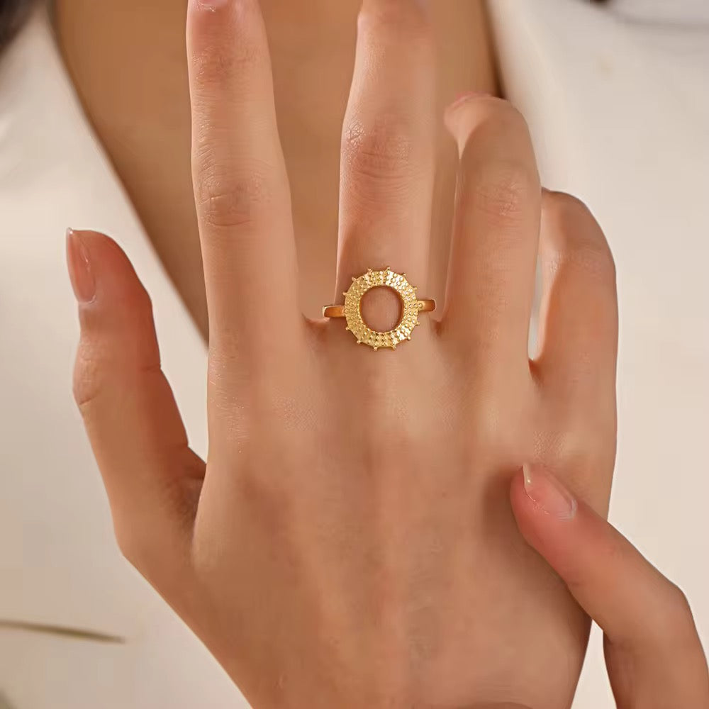 Gold Plated Adjustable Sunburst Ring