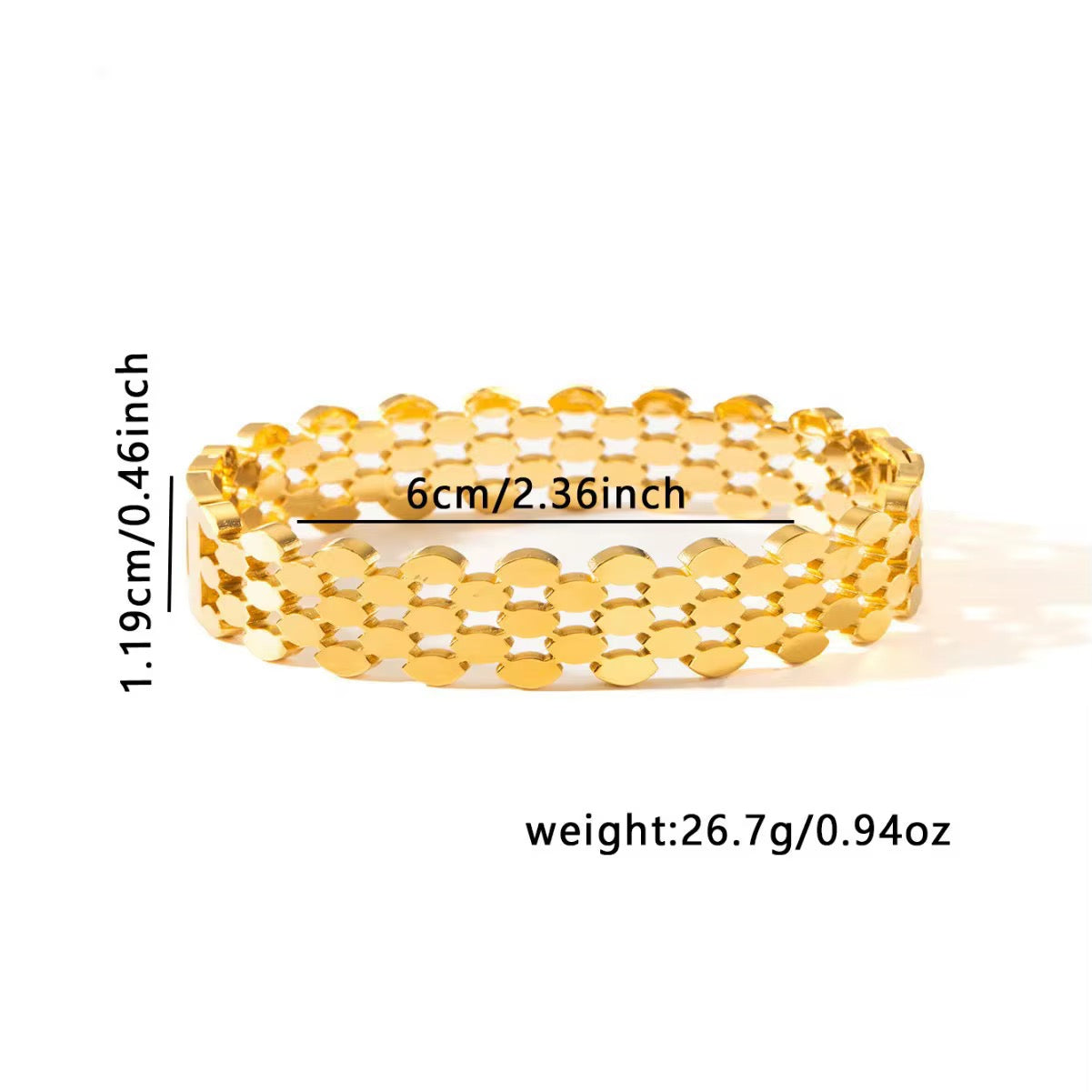 Gold Plated Modern Pattern Adjustable Bangle
