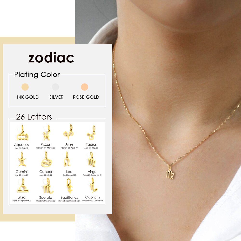 Personalized Zodiac Sign Gold Plated Necklace