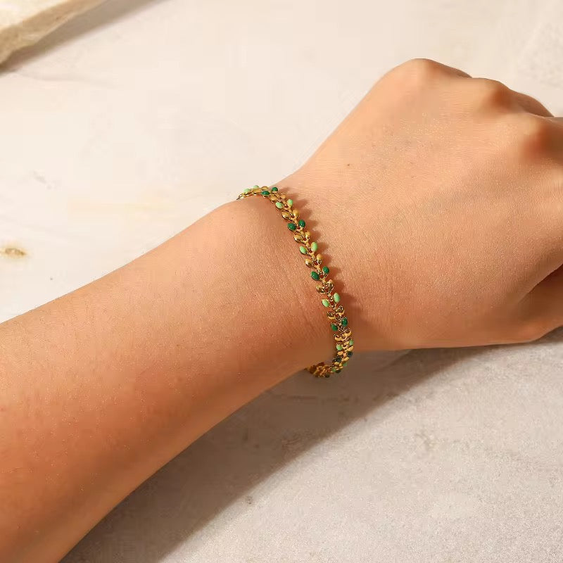 Olive Leaves Gold Plated Bracelet