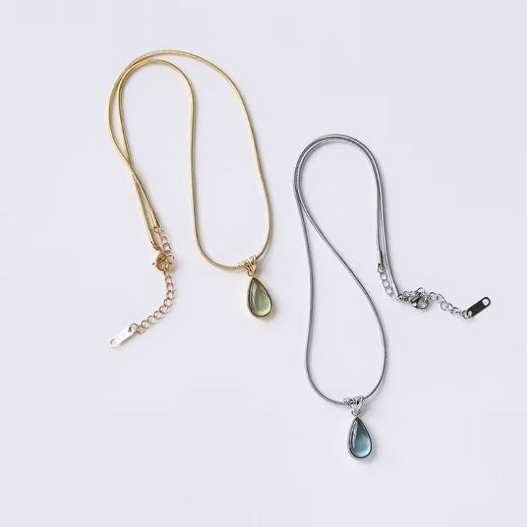 Minimal Crystal Tear Drop Gold Plated Necklace