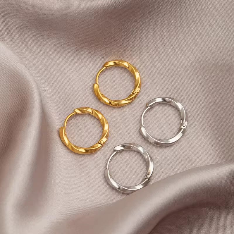 Small Twisted Circles Stainless Steel Earrings
