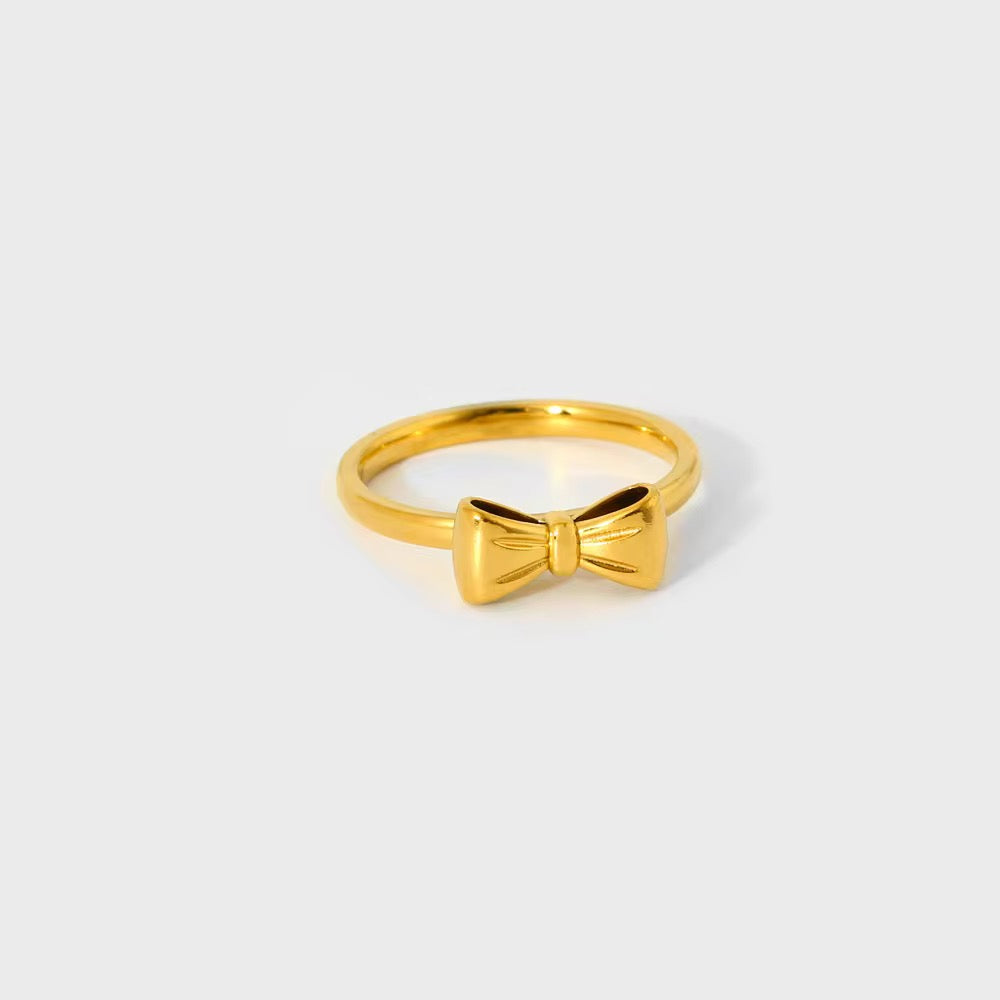 Bow Charm Gold Plated Ring