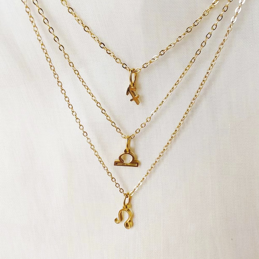 Personalized Zodiac Sign Gold Plated Necklace