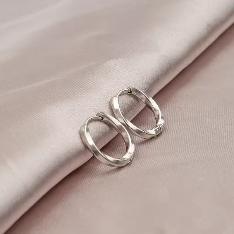 Small Twisted Circles Stainless Steel Earrings