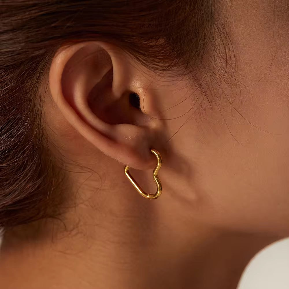 Gold Plated Heart Hoop Earrings