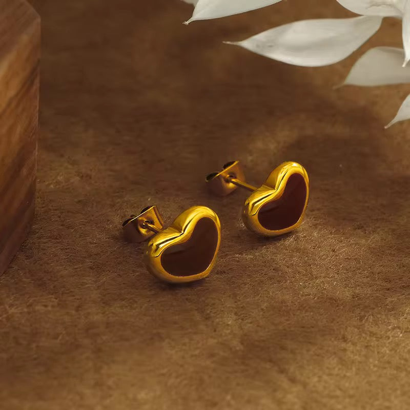 Classic Gold Plated Maroon Studs