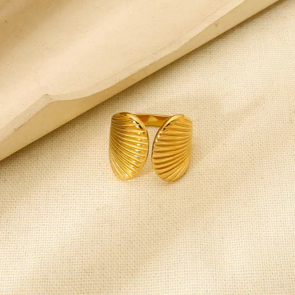 18K Gold Plated Double Shell Adjustable Ring