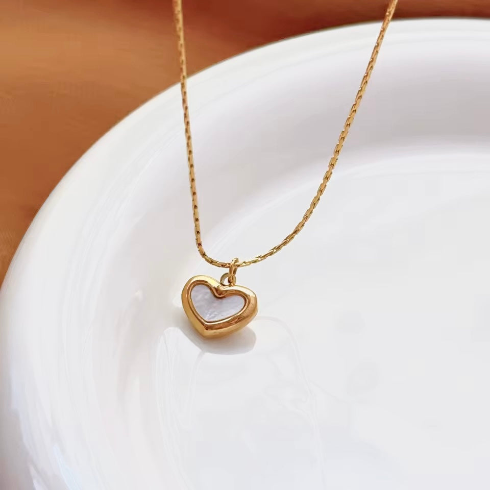 White Heart Gold Plated Necklace