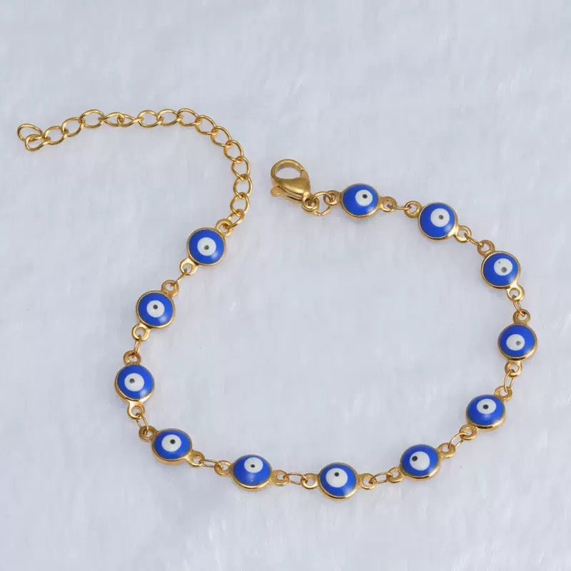 Classic Greek Evil Eye Station Bracelet