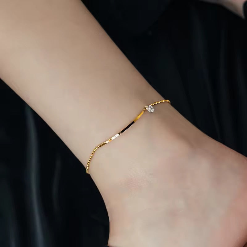 Minimal Crystal Charm Waterproof Bracelet / Anklet
