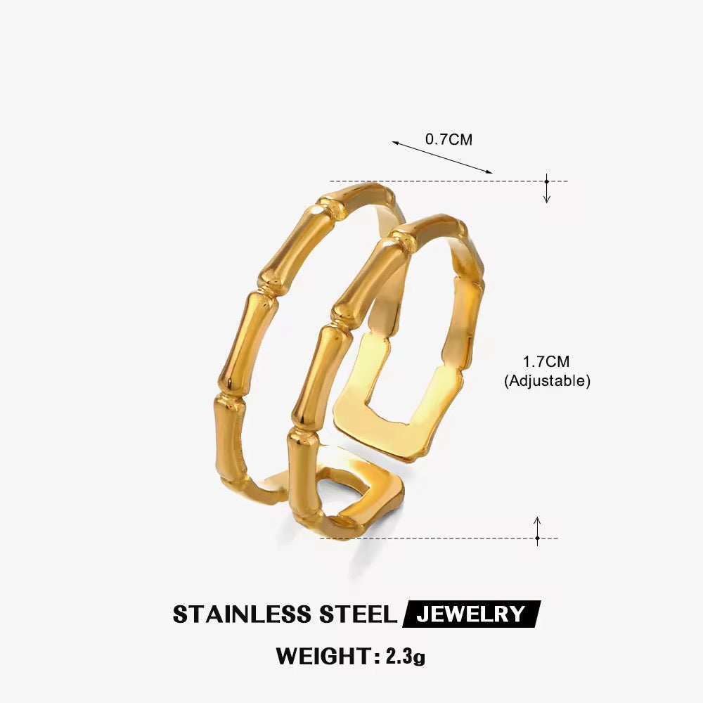 Multilayered Bamboo Adjustable Ring