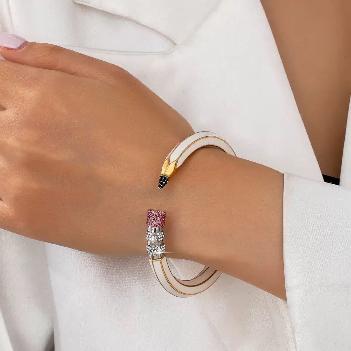 Gold Plated Pencil Open Bangle