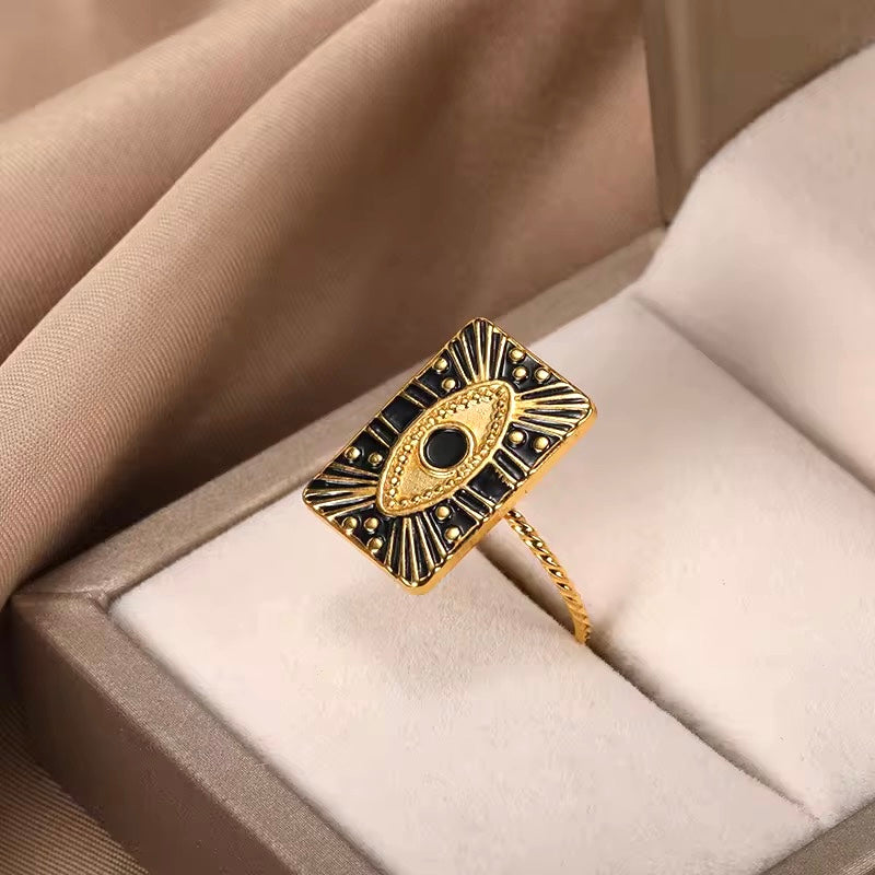 Classic Egyptian Gold Plated Evil Eye Ring