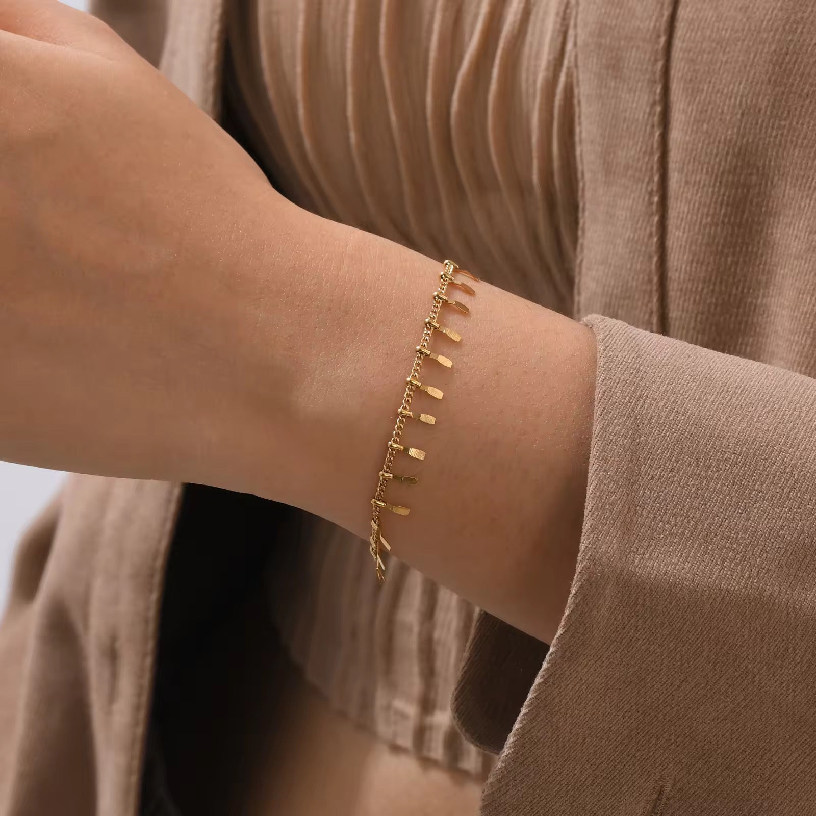 18K Gold Plated Mini Bar Fringe Bracelet