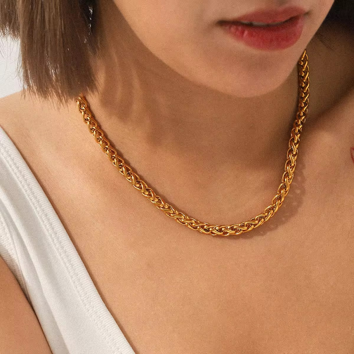 Unique Heavy Chained Gold Plated Necklace