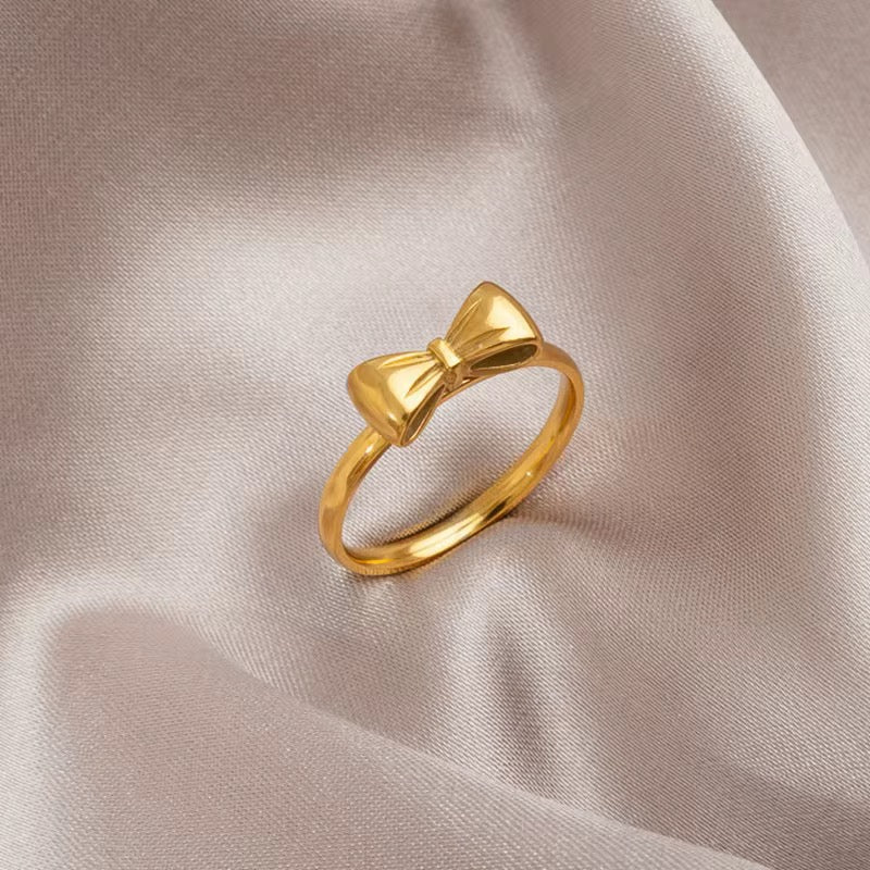 Bow Charm Gold Plated Ring