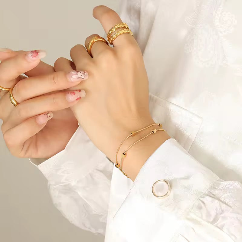 Double Layered Cubes Studded Bracelet