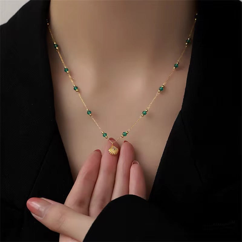 Elegant Green Crystal Studded Necklace