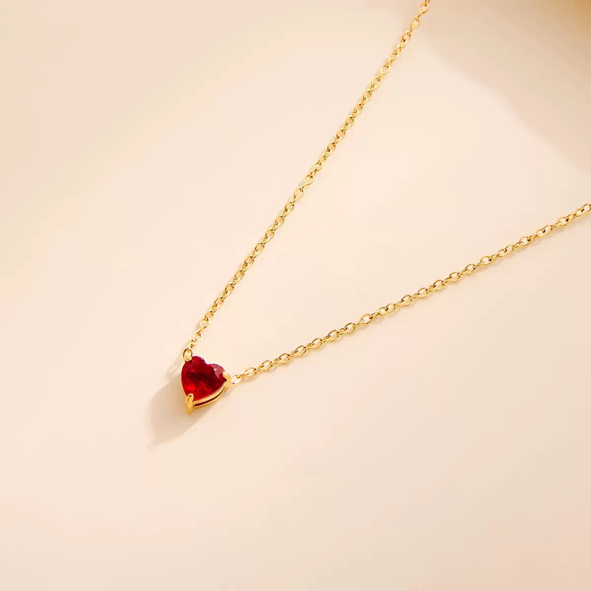 Heart Birthstone Dainty Pendant Necklace