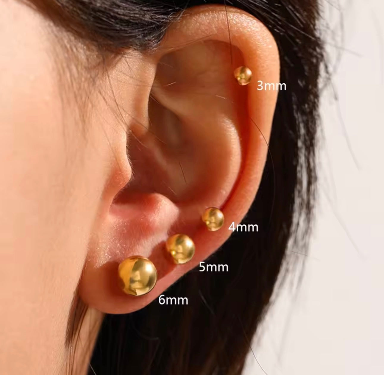Classic 6mm Gold Plated Ball Stud Earrings