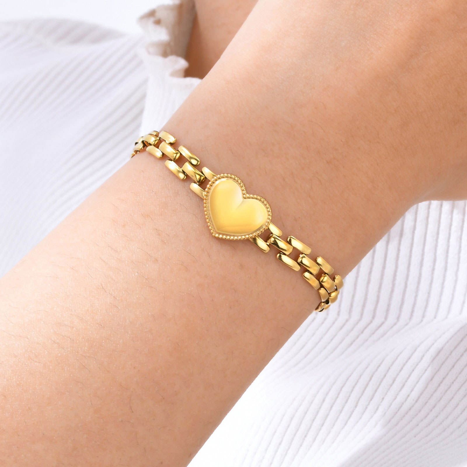 Gold Plated Heart Charm Bracelet